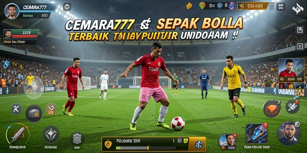 Tampilan gameplay seru dari CEMARA777 dalam aksi sepak bola.