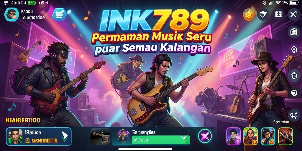 Tangkapan layar menunjukkan gameplay seru di INK789 dengan interaksi musik.