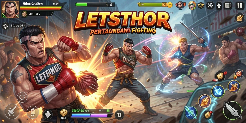 Screenshot LETSTHOR menampilkan aksi pertarungan yang menegangkan.