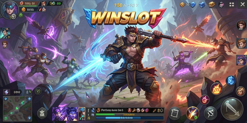 Tampilan seru gameplay WINSLOT dalam aksi pertempuran MOBA.